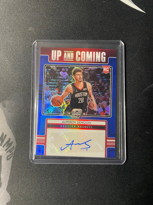 2021-22 Panini Contenders Optic Alperen Sengun Up and Coming Blue Auto 68/75 RC