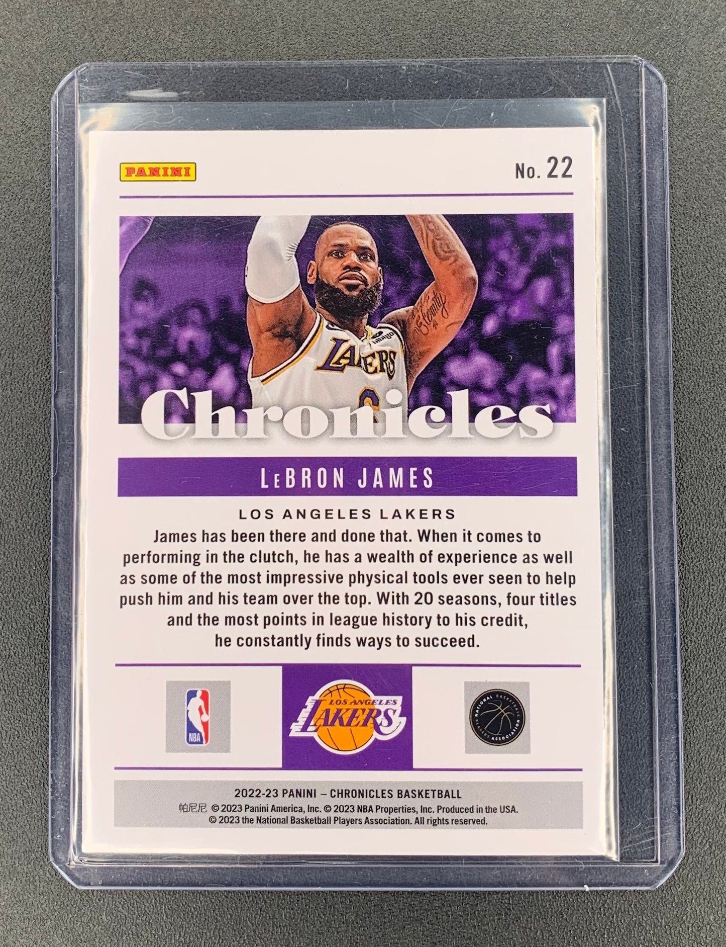 2022/23 Panini Chronicles  #22 Lebron James Los Angles Lakers