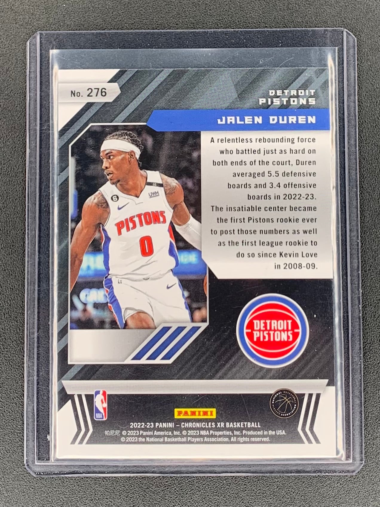 2022/23 Panini Chronicles #276 Jalen Duran  Detroit Pistons XR Teal  RC