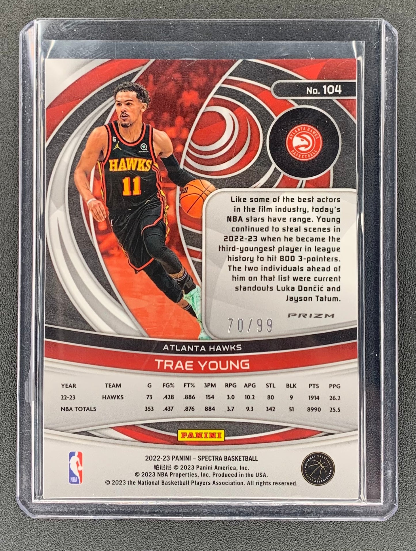 2022/23 Panini Spectra #104 Trae Young, Atlanta Hawks Base Interstellar 70/99