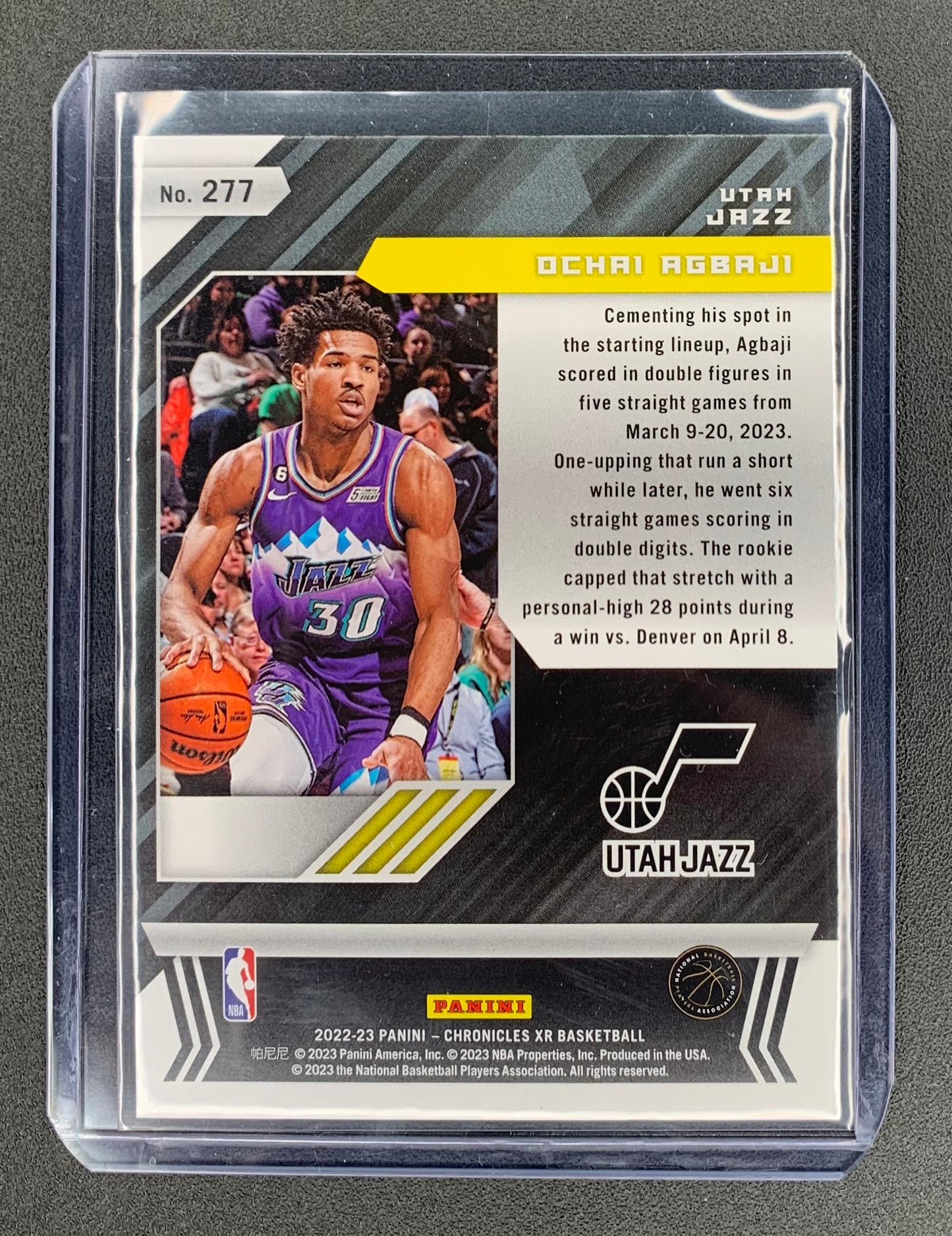 2022/23 Panini Chronicles XR #277 Ochai Agbaji, Utah Jazz Asia Red 32/48