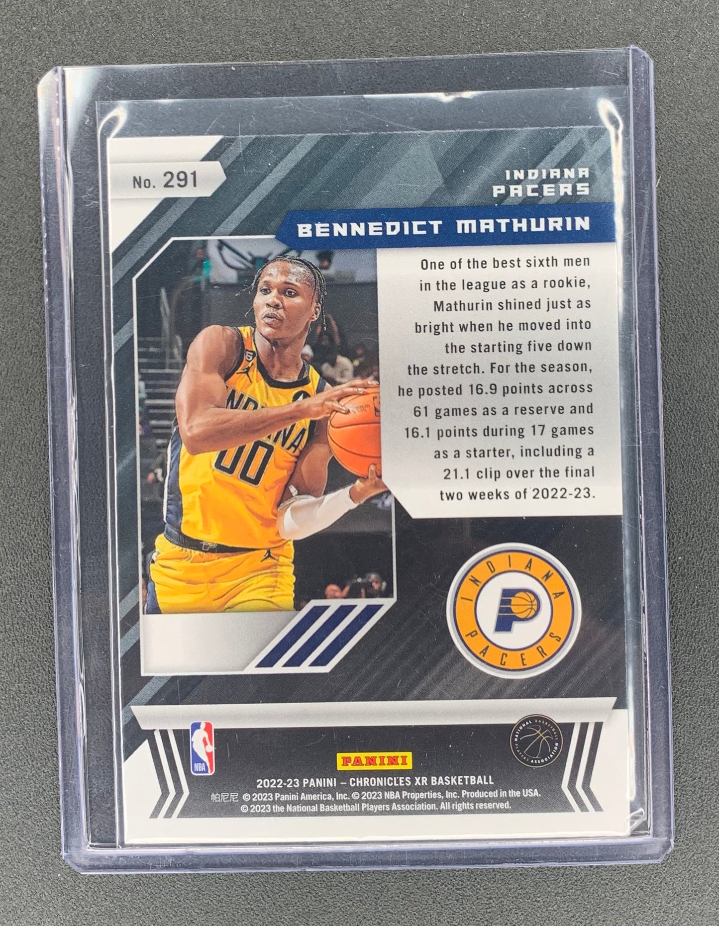 2022/23 Panini Chronicles #291 Bennedict Mathurin, Indiana Pacers XR Base RC