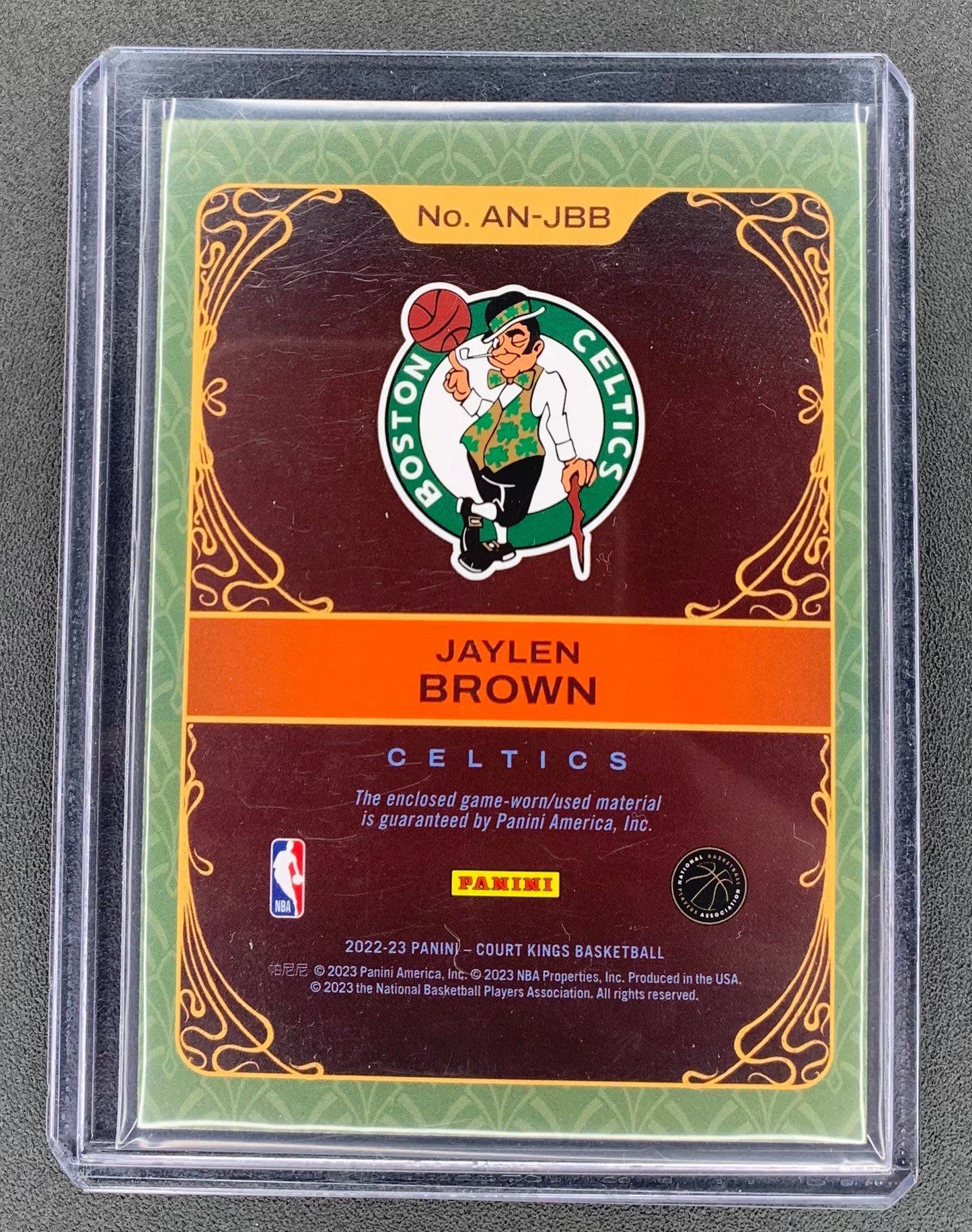 2022/23 Panini Chronicles #20 Jaylen Brown Art Nouveau game worn patch