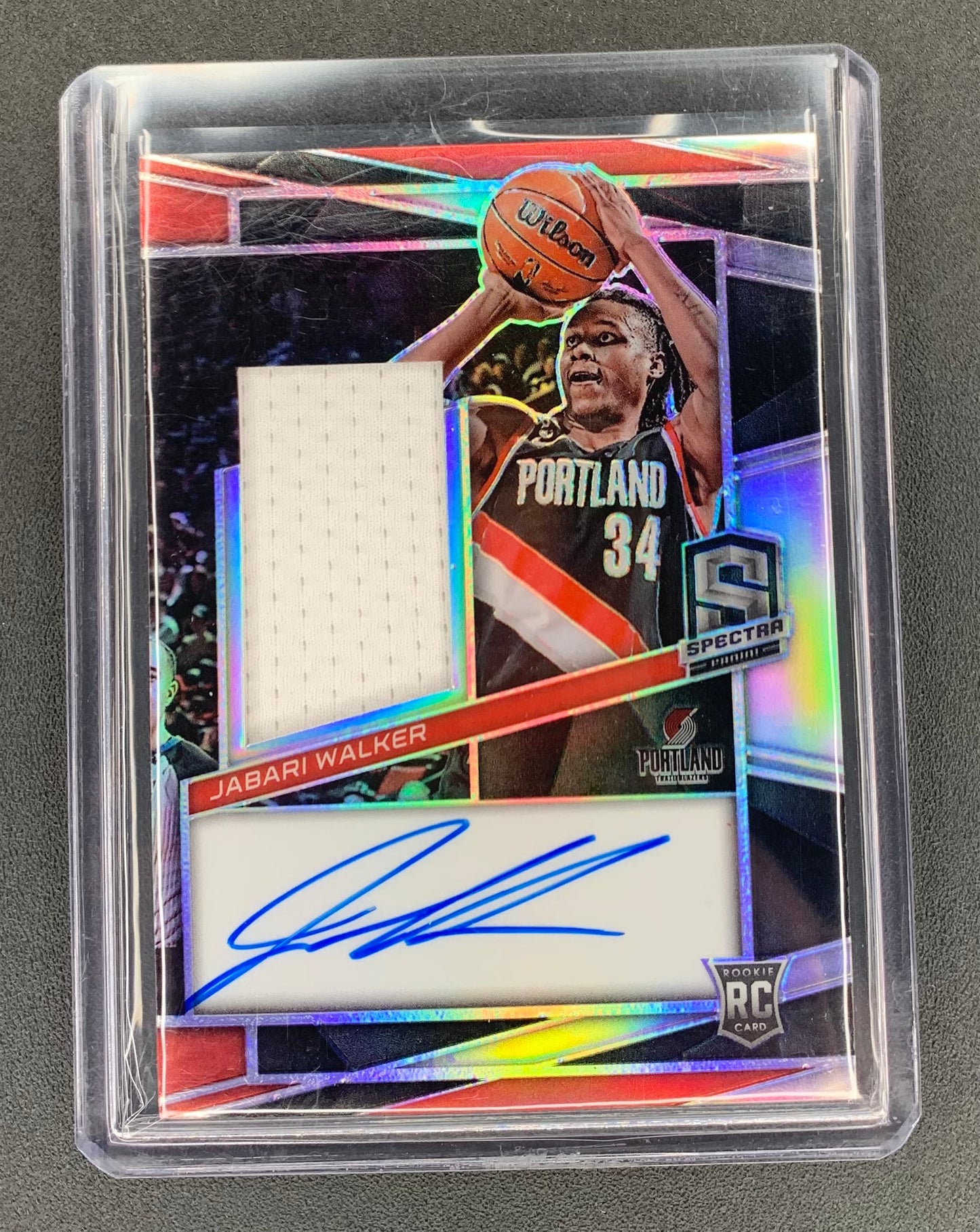 2022/23 Panini Spectra #235 Jabari Walker, Portland Trail Blazers Rookie Jersey Autographs 147/199