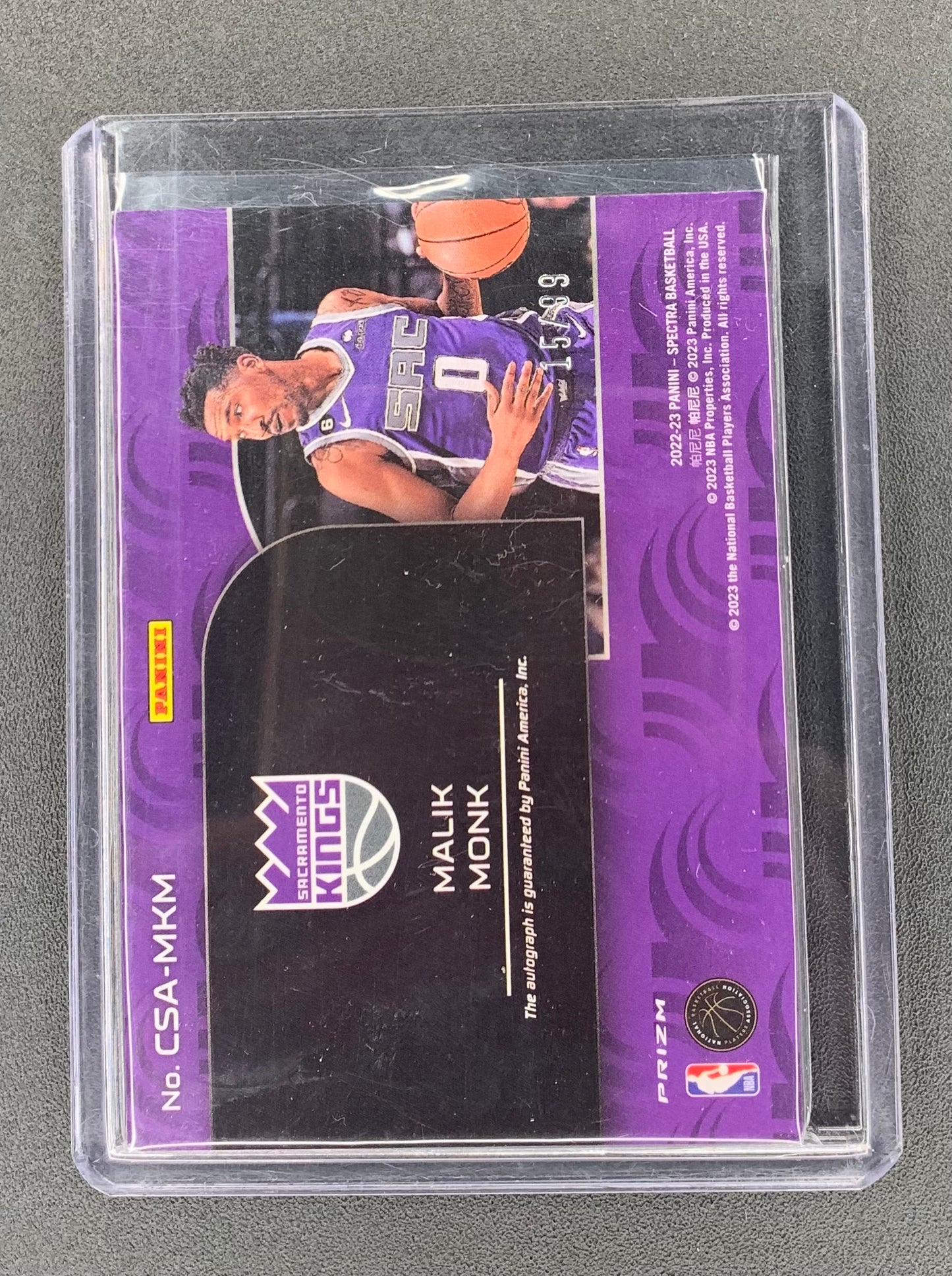 2022/23 Panini Spectra #32 Malik Monk, Sacramento Kings Catalysts Signatures 15/99