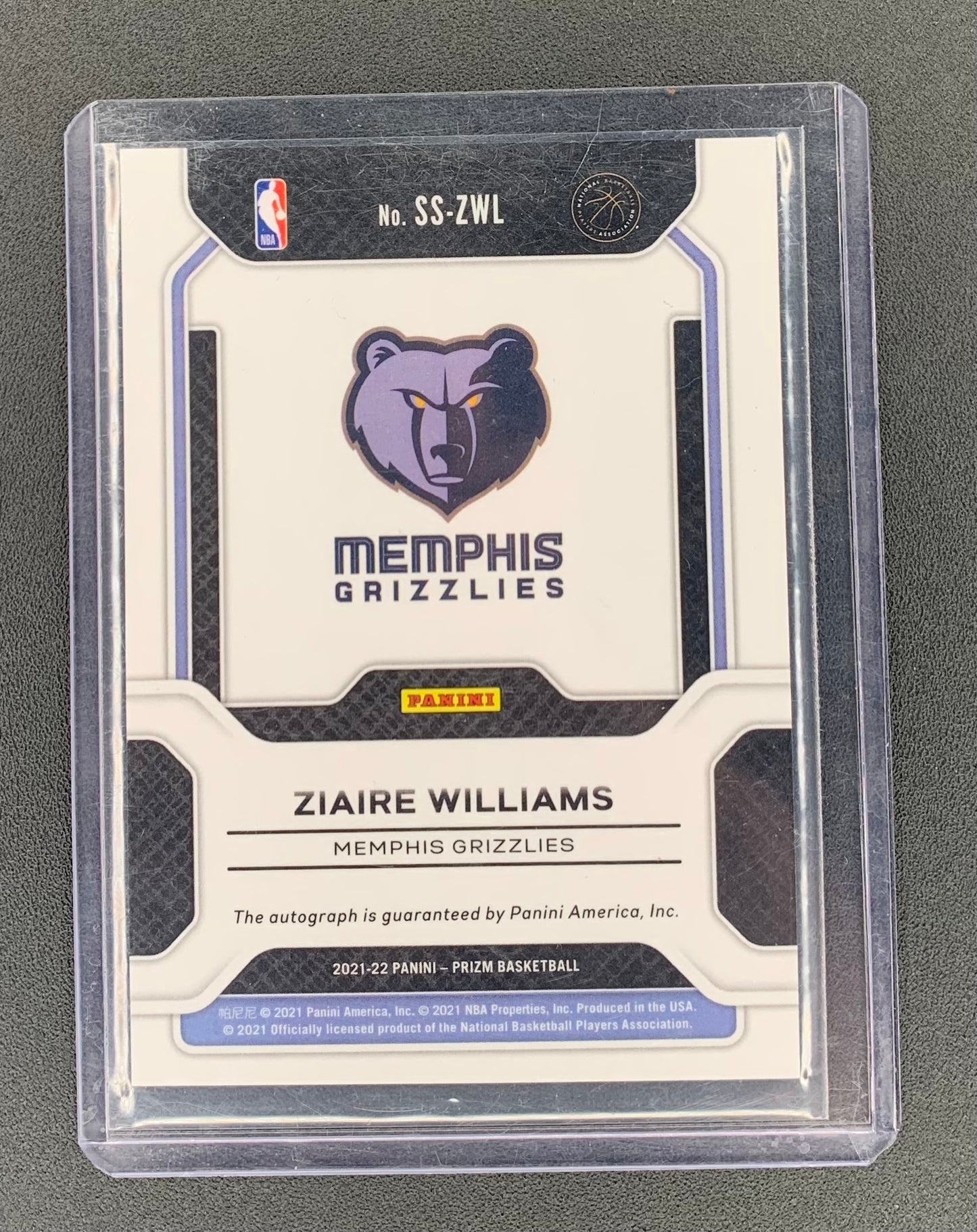 2021/22 Panini Prizm #60 Ziaire Williams Memphis Grizzlies Sensational Signatures RC