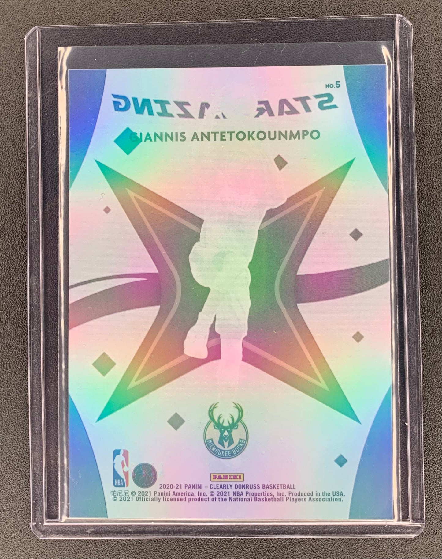 2020/21 Panini Clearly Donruss Giannis Antetokounmpo Milwaukee Bucks Stargazing Green 17/25