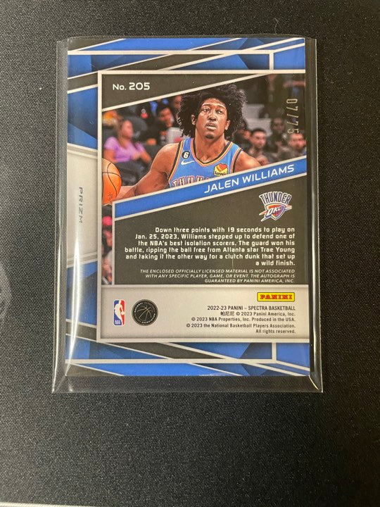 2022/23 Panini Spectra #205 Jalen Williams OKC RPA Supernova 07/75