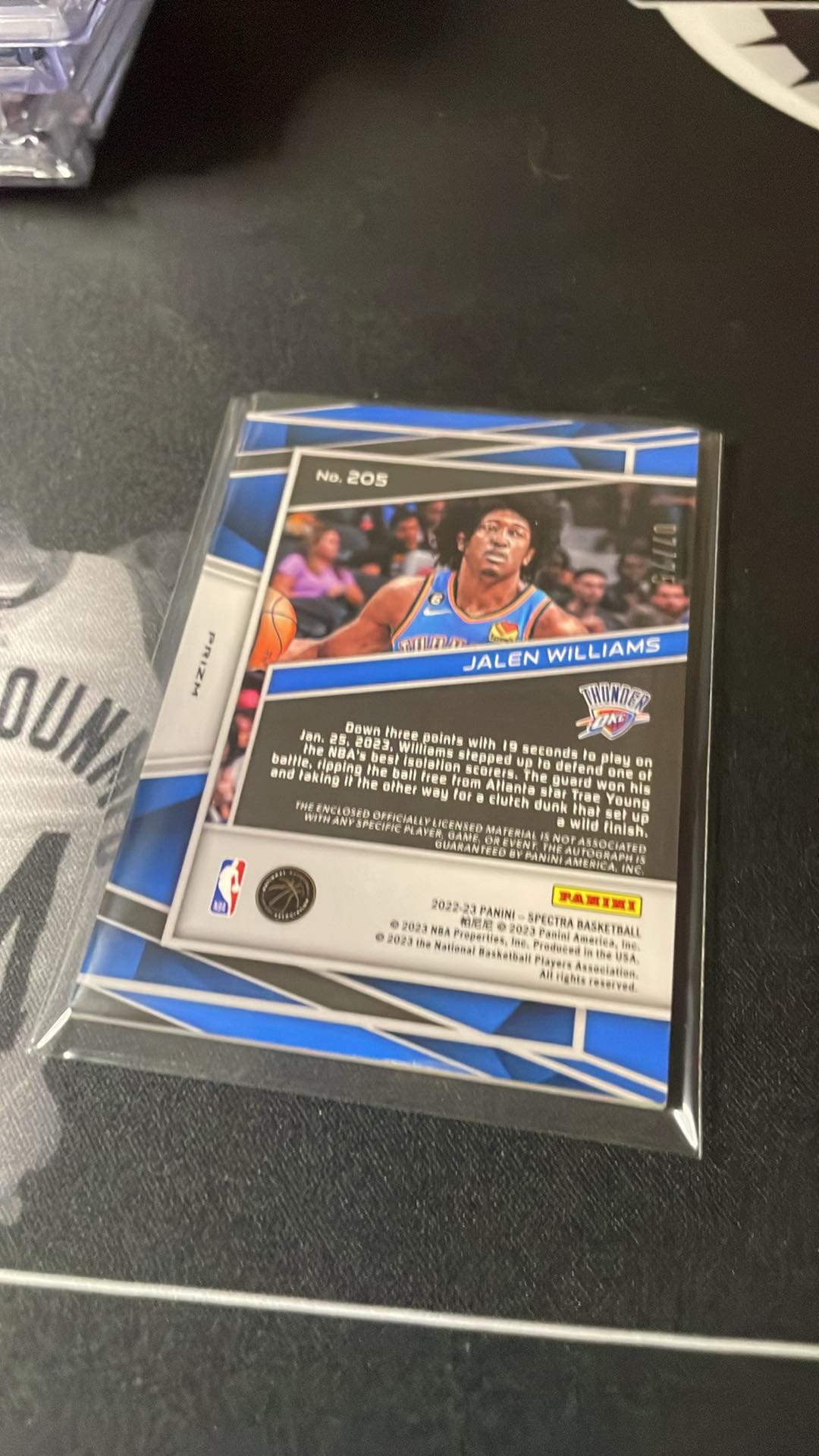 2022/23 Panini Spectra #205 Jalen Williams OKC RPA Supernova 07/75